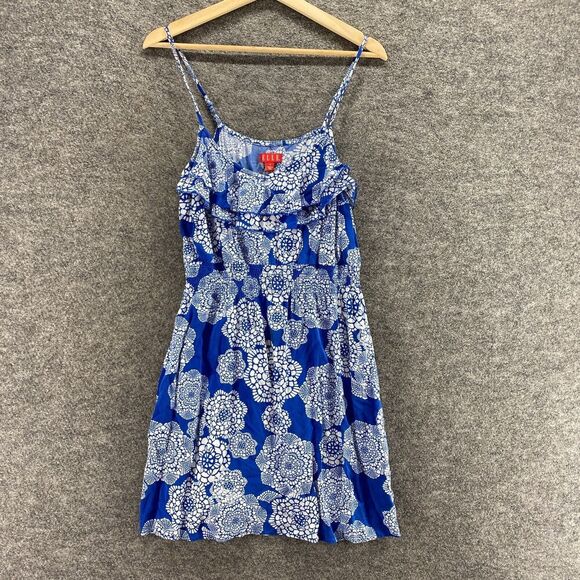ELLE Dresses & Skirts - Elle Dress Women S Small Blue Floral Sheath Midi Sleeveless Round Neck Rayon